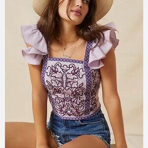 Let Me Be by Anthropologie
Paris Embroidered Tank Top. Size S